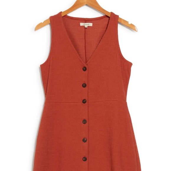 Sleeveless Button-Front Mini Dress / MEDIUM / AFTERGLOW RED- Madewell - Picture 5 of 9